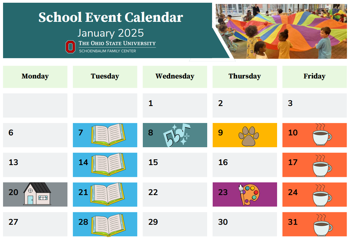 The A. Sophie Rogers School Event Calendar for January 2025