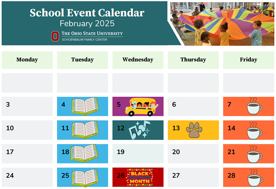 The A. Sophie Rogers School Event Calendar for February 2025